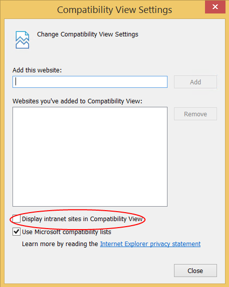 Disable Compatability View